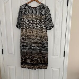 Brooks Brothers Black and White Sheath Dress Short Sleeve Crew Neck